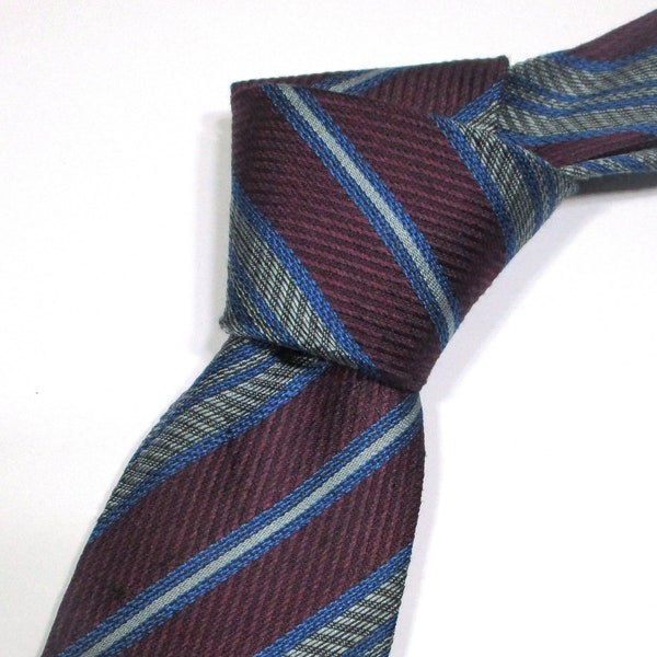 Arnys Paris gestreept patroon veelkleurig geweven zijden/linnen das magere stropdas