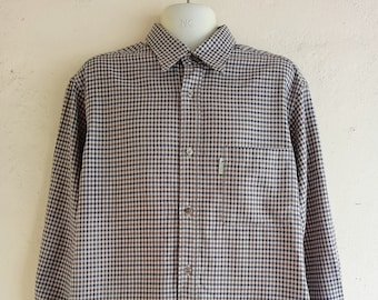 Vintage 90er Jahre Aquascutum Of London Signature Gingham Karos Wolle Langarm Regular Fit Hemd Button Down Größe L
