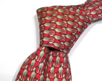 Hermes Paris 5414 OA motif cheval couleur rouge sergé cravate en soie cravate classique