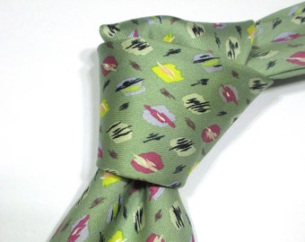 Hermes Paris 7977 EA Green Color Twill Silk Cravat Classic Necktie Tie