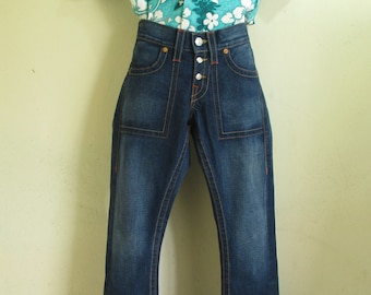 True Religion TONY Indigo Dark Wash Slim Fit Low Waist Flare Boot Cut Baumwoll-Denim Jeans Größe 27
