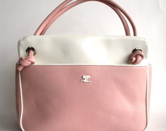 Bolso Courreges Y2K de cuero/vinilo con asa superior estilo bohemio con logotipo en color rosa