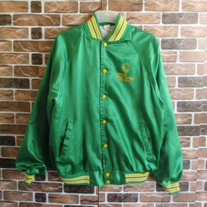 Vintage Made In USA Bing Crosby Pro-Am Golf Green Nylon Varsity Jacket Size L