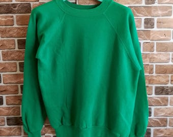 Moletom Vintage Pannill Sweatshirt Co. Verde Acrílico/Algodão Raglan Tamanho G