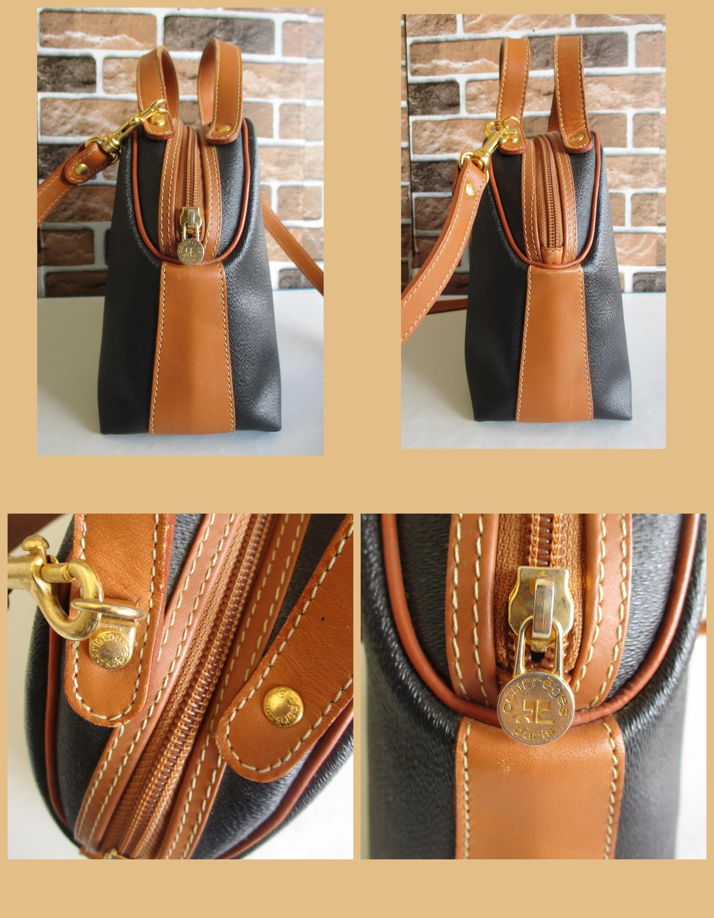 Vintage Courreges Paris 2 Way Black Top Handle Shoulder Crossbody