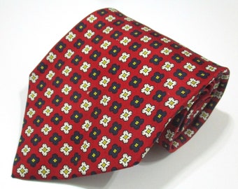 vintage années 90 Stefano Dassi Grenadine Motif Rouge Couleur Tissé Soie Cravat Classique Cravate Cravate Cadeau Pour Hommes Anniversaire Noël