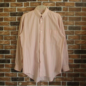 Vintage 90s IM Miyake Design Studio by Issey Miyake Striped Pattern Pink Cotton Long Sleeve Casual Shirt Size M