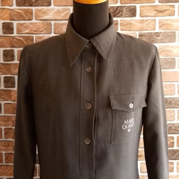 Vintage Mary Quant Basic Dark Gray Pocket Dress E… - image 2