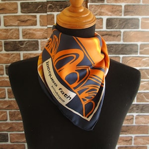 Vintage 70s Jacques Fath Boutique Floral Pattern Multicolor Twill Square Silk Scarf Wrap Foulard Stole 30.5&quot;x30.5&quot;