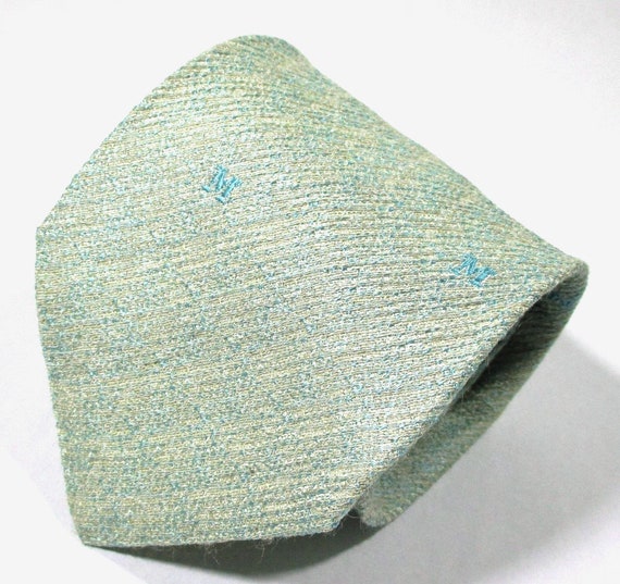 Missoni M Logo Weave Pattern Blue Beige Color Silk Necktie Tie Etsy