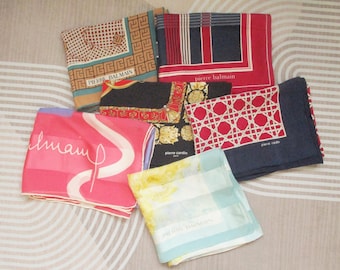 Vintage Lot of 6 Pierre Balmain Pierre Cardin Mixed Pattern Multicolor Chiffon Silk Scarf Shawl Foulard