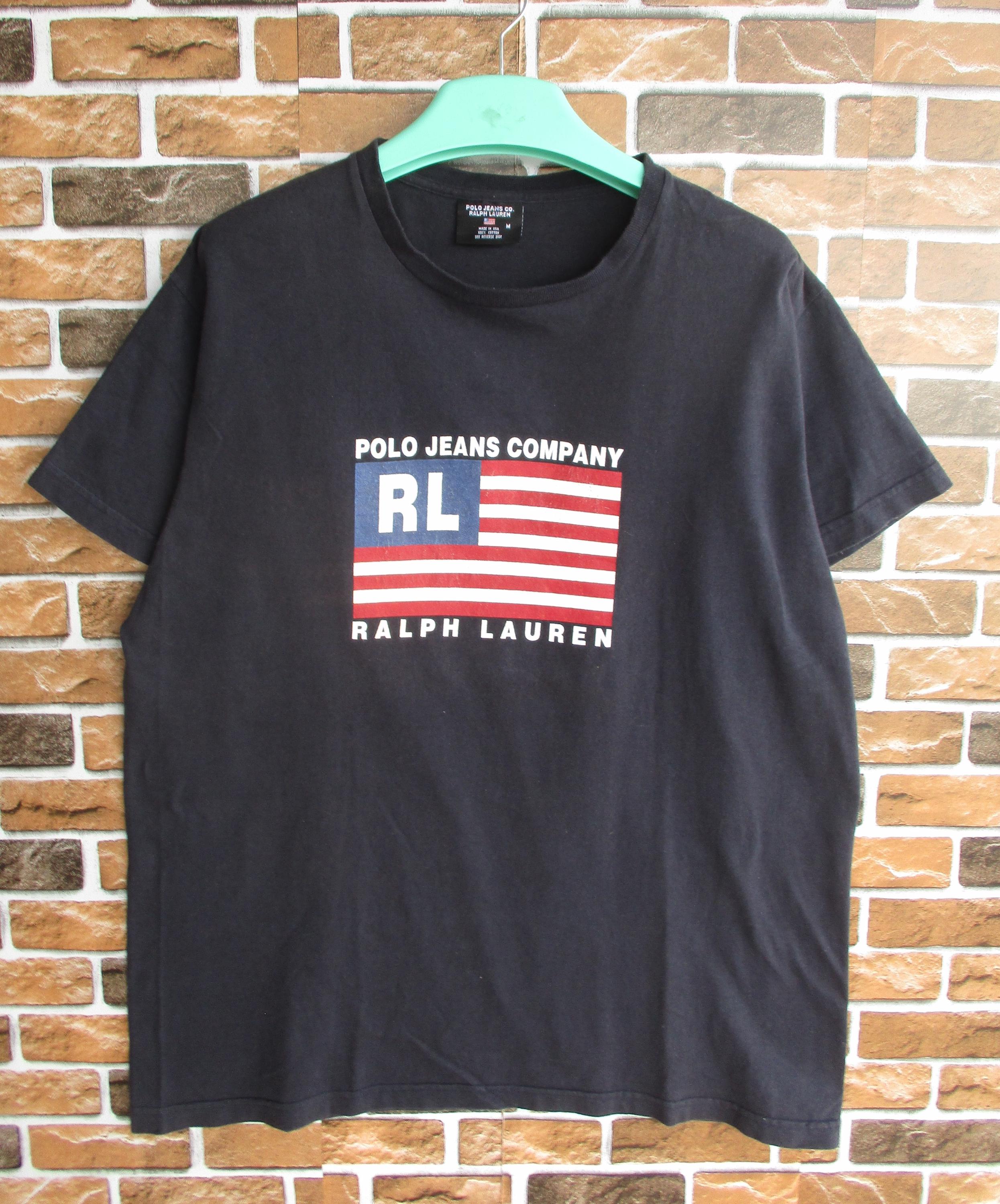 Vintage 90s Polo Jeans Company Ralph Lauren Big Logo USA Flag