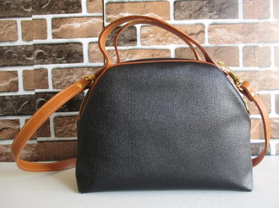 Vintage Courreges Paris 2 Way Black Top Handle Shoulder Crossbody