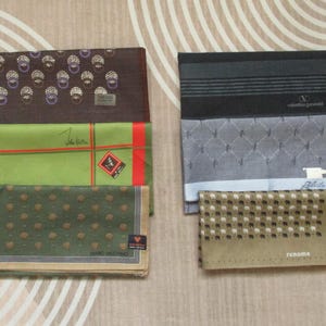 Vintage Unused Lot of 6 Kansai Ungaro Valentino Renoma Mixed Pattern Unused Cotton Pocketsquare Hanky Handkerchief