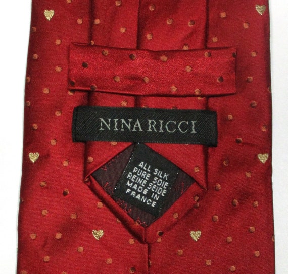 Nina Ricci Polka Dot Heart Pattern Red Color Wove… - image 6