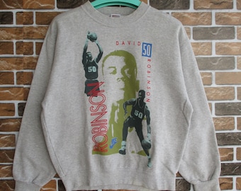 Sudadera con capucha de algodón color gris de la NBA de David Robinson de Nike Basketball de los años 90, talla L