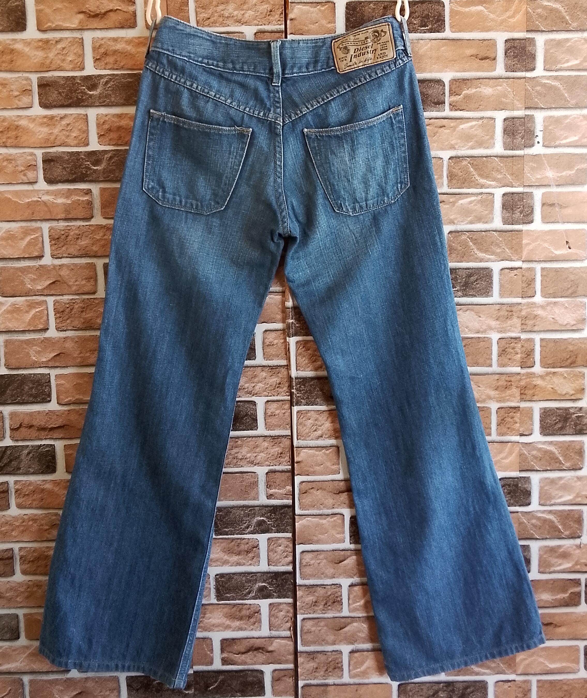 Diesel Wirky Blue Dark Wash Low Rise Boot Cut Flare Cotton/linen