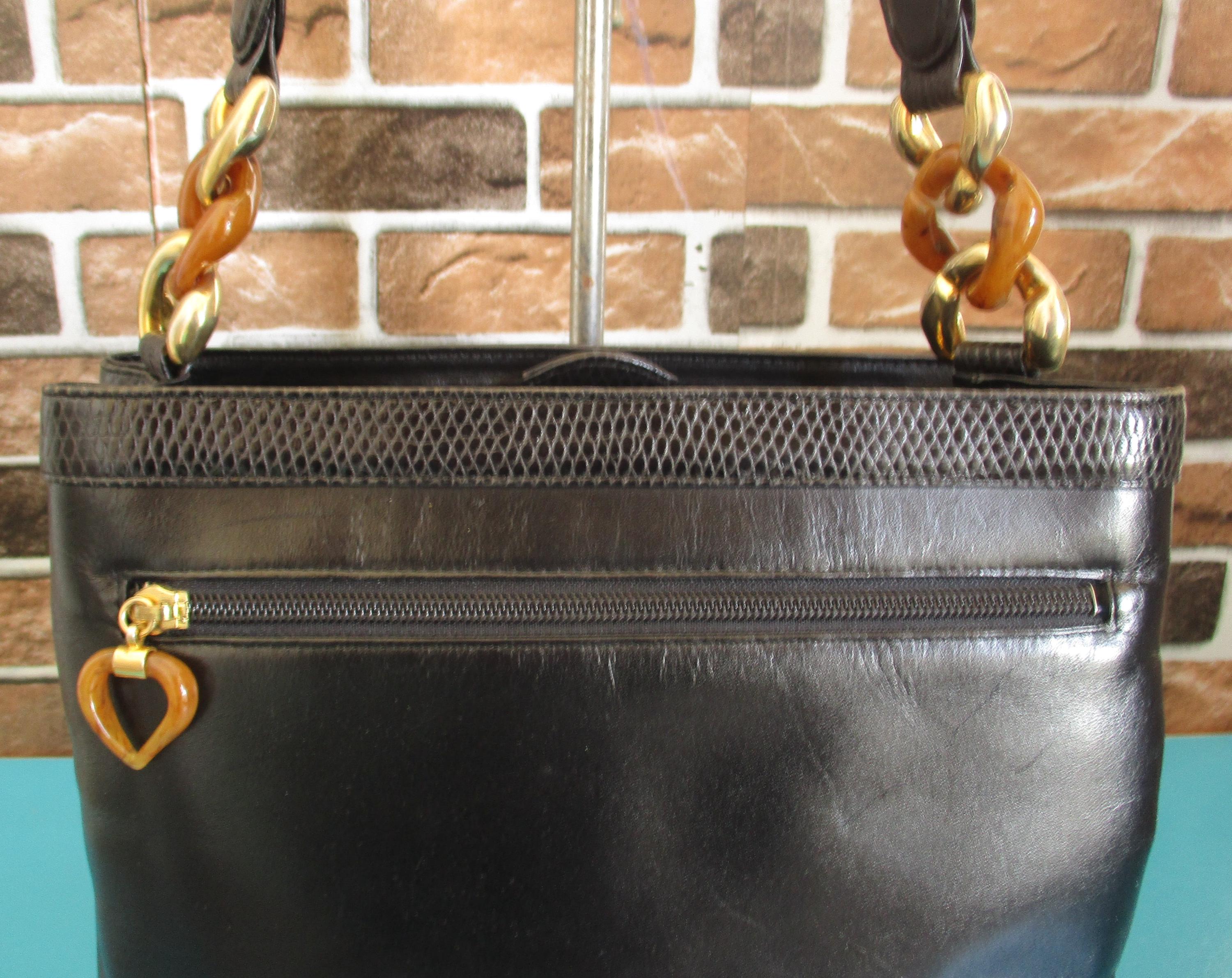 Emanuel Ungaro Solid Black Leather Zip/magnetic Closure  display picture 2