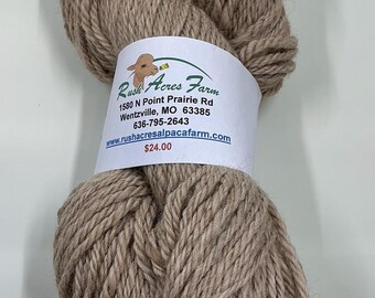 Medium Fawn Alpaca Yarn - 2-Ply Bulky Weight - 100% Huacaya - 200yds.