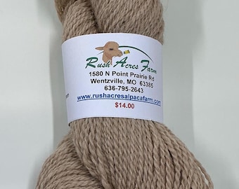 Light Fawn Alpaca Yarn - 2-Ply Sport Weight - 100% Huacaya - 200yds.