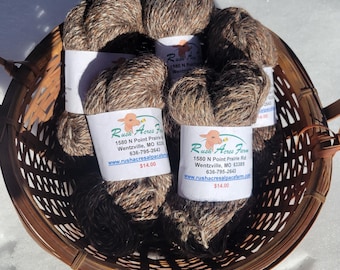 Brown and White Marled Alpaca Yarn - 2-ply Heavy Fingering Weight - 100% Suri - 200 yards - 2.7oz Skein