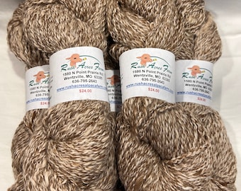 Beige / Dark Fawn Marled 100% Alpaca Yarn - 3-ply Worsted Weight - 200 Yards - 5.2 Ounce Skein