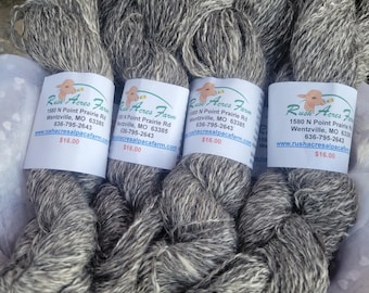Dark Medium Silver Gray and Beige Marled Yarn - 100% Suri Alpaca - 2-ply Sport Weight - 200 yards - 2.5oz Skein