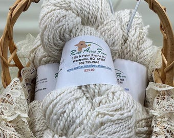 White Alpaca Yarn - 2-Ply Bulky Weight - 100% Huacaya - 200yds.