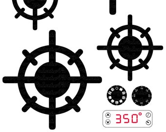 Play Kitchen Stovetop Decals, Printable Gas Range Burners (Digital Download)