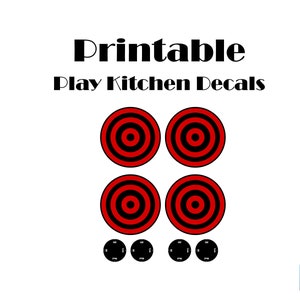 DIGITAL DOWNLOAD- PrintAToy Electric Burner Dramatic Play Kitchen Decals. Cooktop Range Printable. DIY Playhouse Stove. Kid&#39;s Oven Stickers