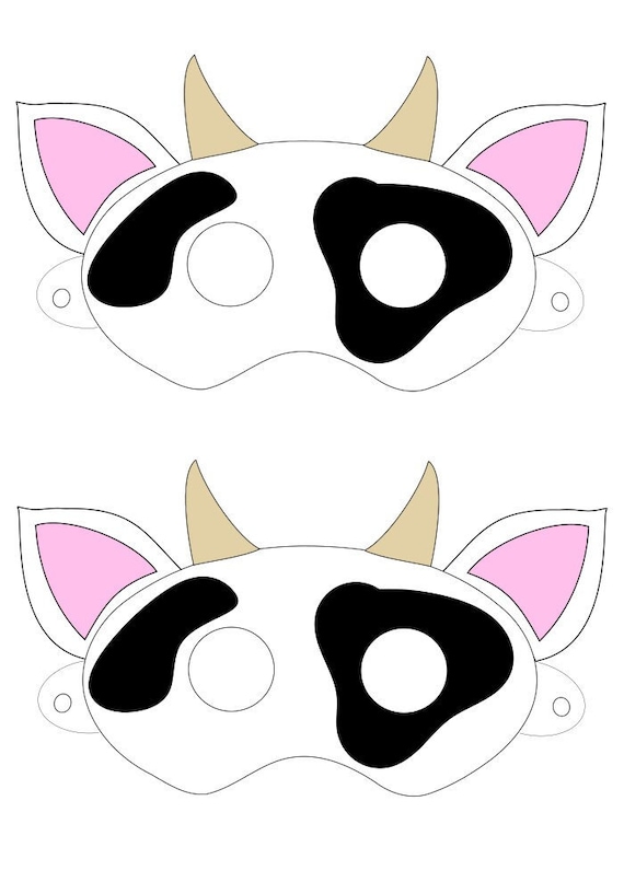 DIGITAL DOWNLOAD Cow Mask Printable Vector File. Easy Costume. Etsy
