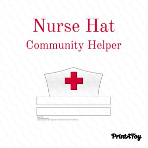 Printable Nurse's Hat | Community Helper Dramatic Play Prop | Preschool & Kindergarten Role Play Costume