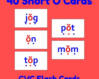 40 Short o CVC Flash Cards | Orton-Gillingham Decodable Reading Resource By PrintAToy