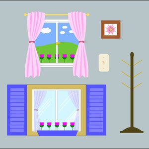 Calcomanías imprimibles para ventanas y accesorios de casas de muñecas