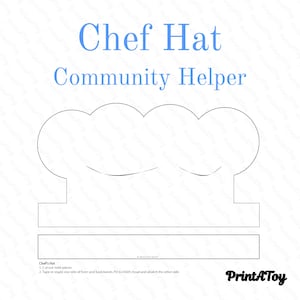 Chapéu de Chef para Imprimir para Crianças | Boné de Papel para Cozinha de Faz de Conta ou Dramatização | Por PrintAToy