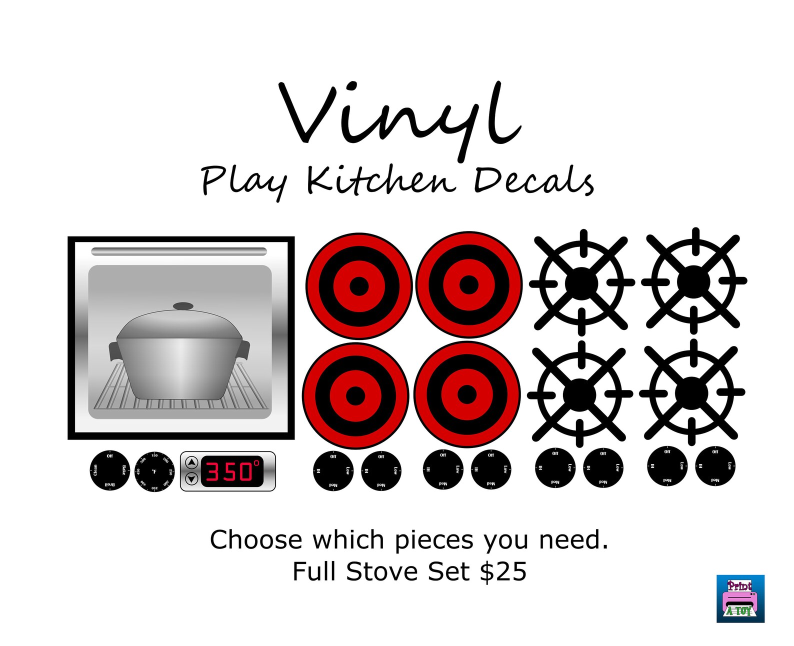 VINYL PrintAToy Stove Dramatic Play Kitchen Decals With Oven Etsy