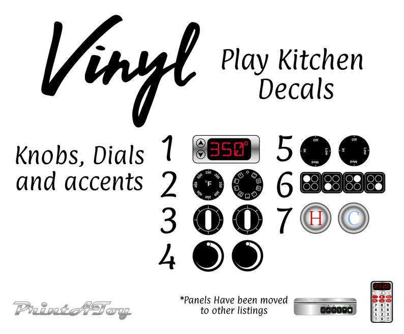 VINYL Printatoy Dramatic Play Kitchen Decals Dials Knobs Etsy