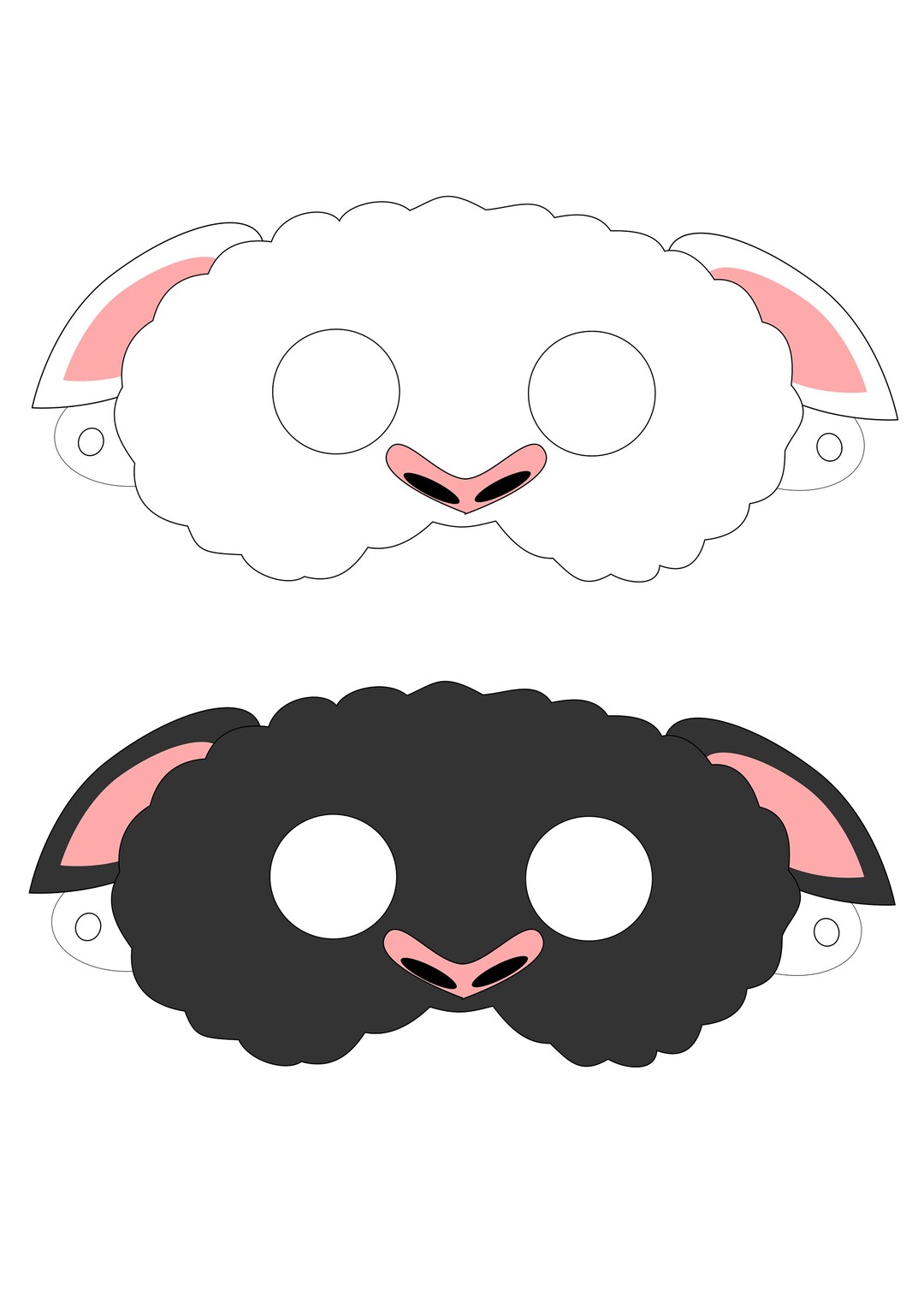 DIGITAL DOWNLOAD Black Sheep/white Sheep Printable Masks/ Bo Peep/mary