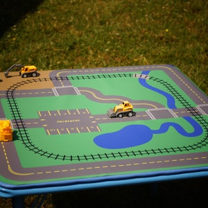 VINYL- PrintAToy 24" Train Table Decal. DIY Toy Car Tabletop & Play Mat Sticker. Kid's Activity Table Accessory. Playroom Floor Decal.