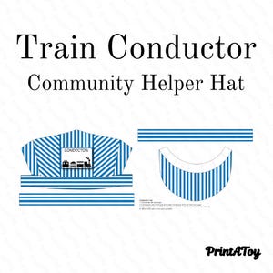 Kapelusz konduktora do druku | Rekwizyt do odgrywania ról dla osób pomagających w społeczności | Kostium do odgrywania ról dla przedszkolaków i uczniów w wieku przedszkolnym
