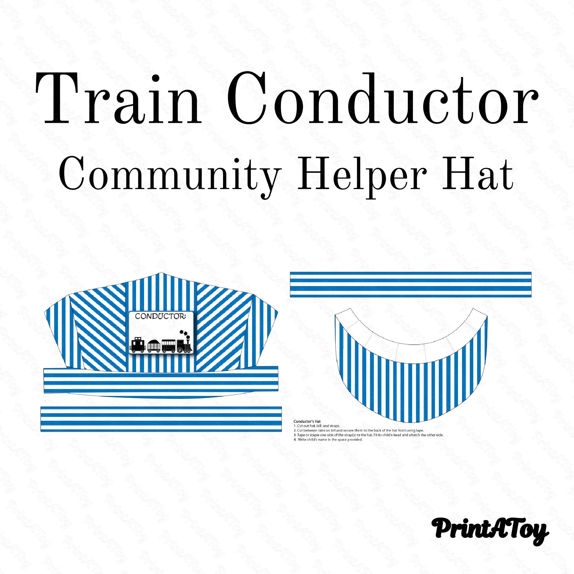 printable train conductor's hat | community helper dramatic play