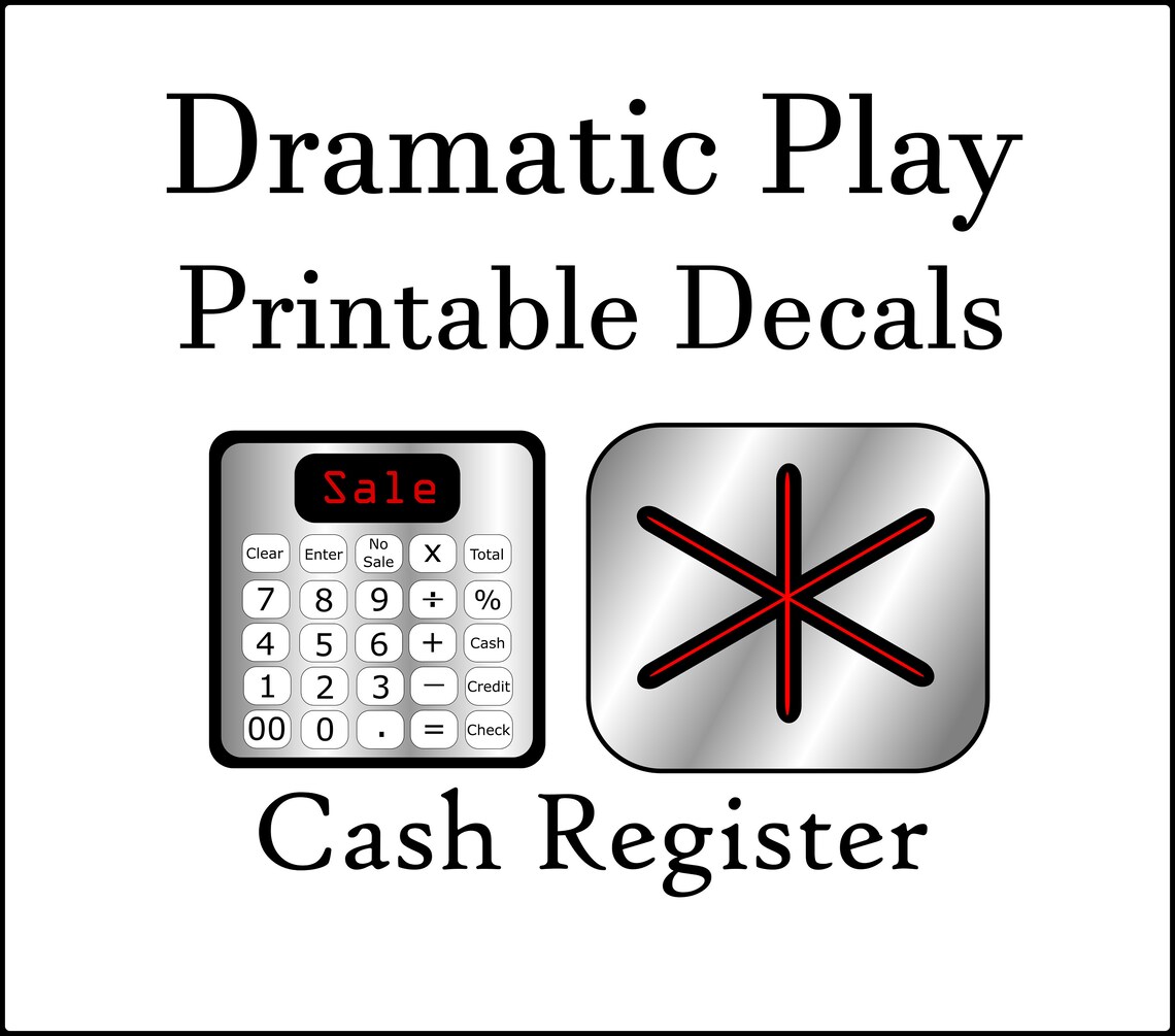 DIGITAL DOWNLOAD Cash Register Dramatic Play Printable Decals. Etsy
