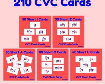 210 Decodable Short Vowel CVC Flash Cards | Orton-Gillingham |  Montessori Materials | Science of Reading