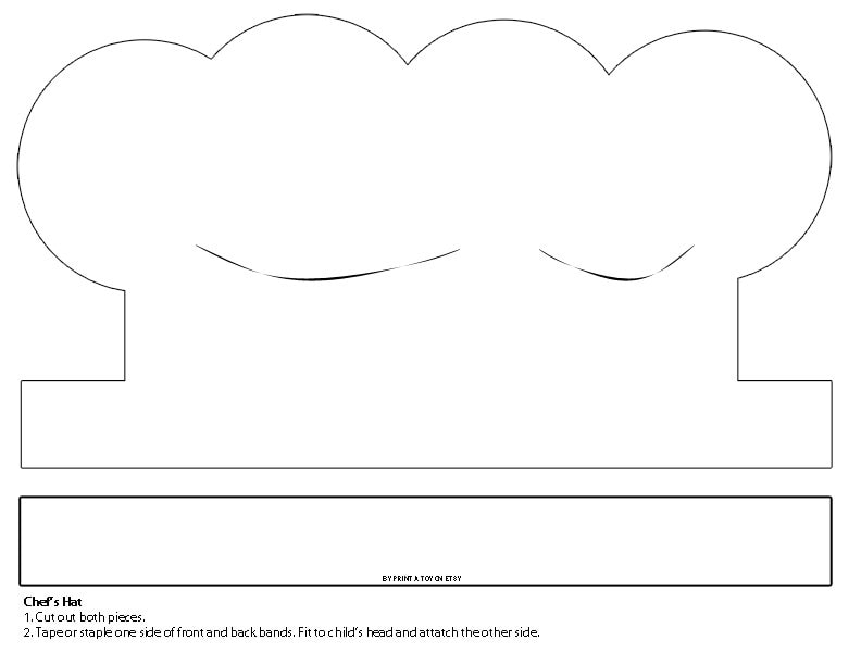 DIGITAL DOWNLOAD Chef s Hat Printable White Paper Etsy Norway