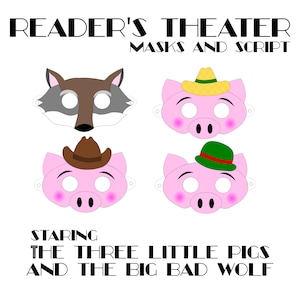 Máscaras de los Tres Cerditos – Obra de teatro, Teatro para lectores (Descarga digital)