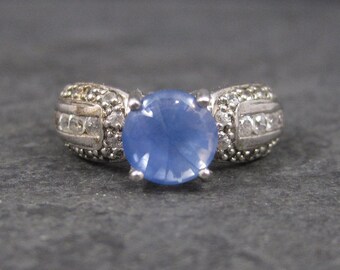 Sapphire Ring and White Zircon Ring Sterling Sz 8