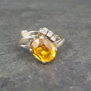 Vintage 10K Yellow Orange Sapphire Ring Size 8