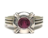 Vintage Sterling Ruby Ring Size 8 Silver Cloud