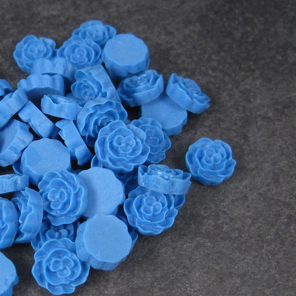 Destash Lot 48 Blue Resin Flowers 12mm