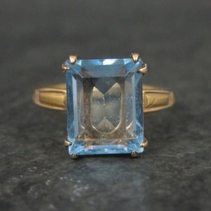 Antique Gold Filled Blue Glass Ring Sizes 5.75 & 6 Available New Old Stock